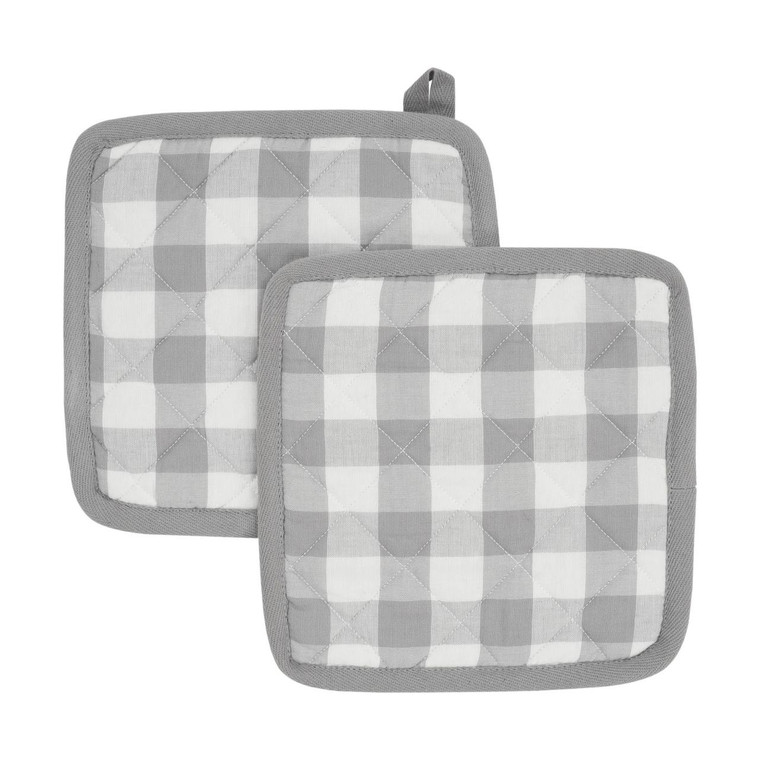 Annie Buffalo Check Grey Pot Holders - Set of 2
