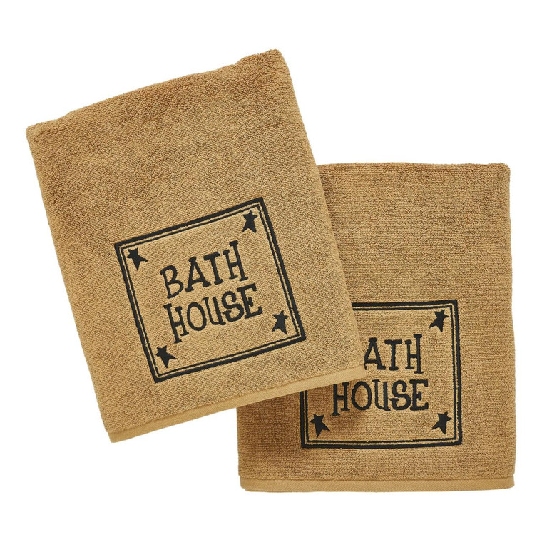 Bath House Primitive Stars Tan Bath Towels - Set of 2