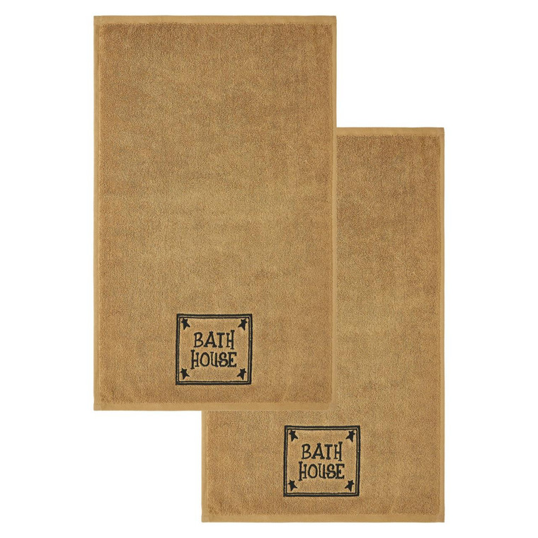 Bath House Primitive Stars Tan Hand Towels - Set of 2