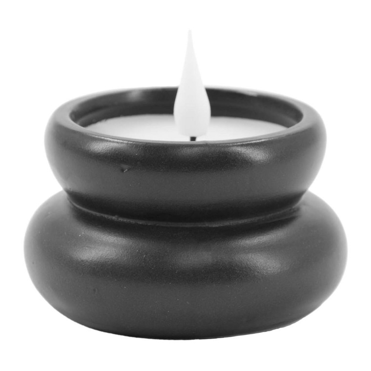Black Resin LED Jar Candle - 9x6