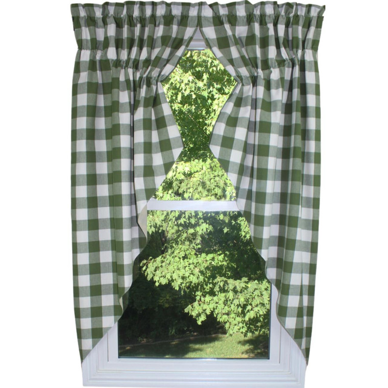 Buffalo Check Sage Prairie Gathered Curtains - 72x63