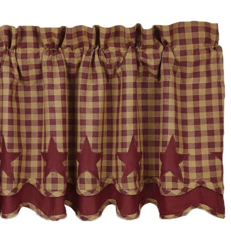 Burgundy Star Valance - Lined Layered 72x16