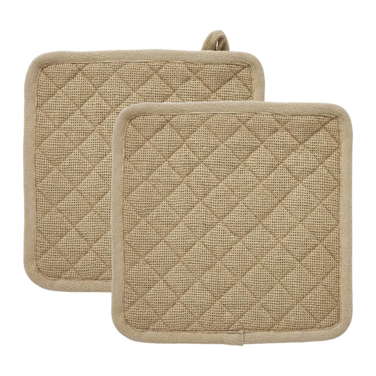 Burlap Natural Pot Holders - Set of 2