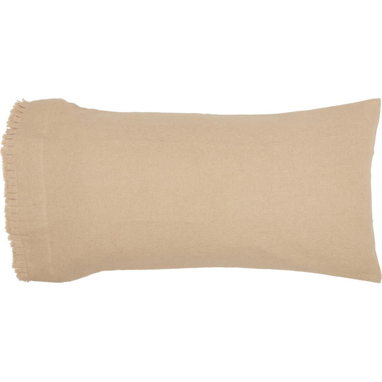 Burlap Vintage Fringed Ruffle Pillowcases - King Set of 2