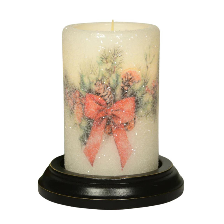 Candle Sleeve - Christmas Garland Bow Gumdrop