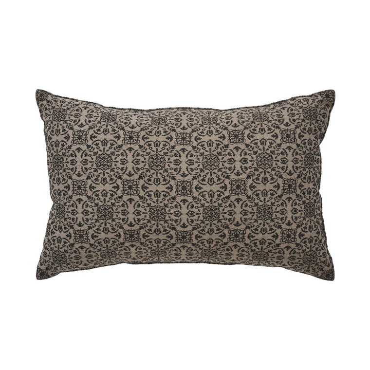 Custom House Black Tan Jacquard Pillow - 14x22