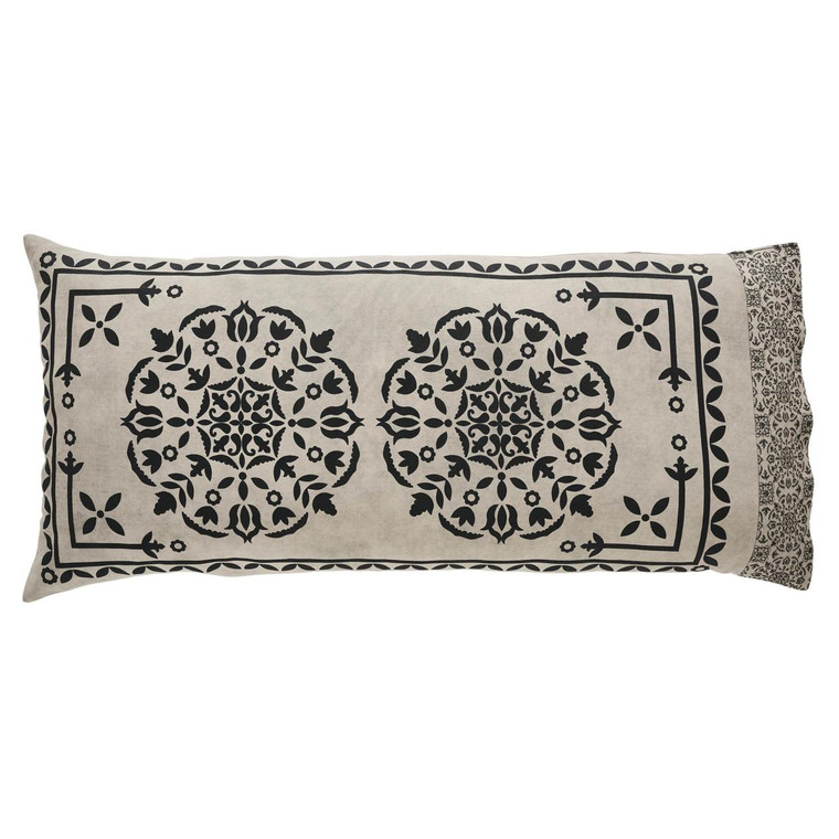 Custom House Black Tan Jacquard Pillowcases - King Set of 2