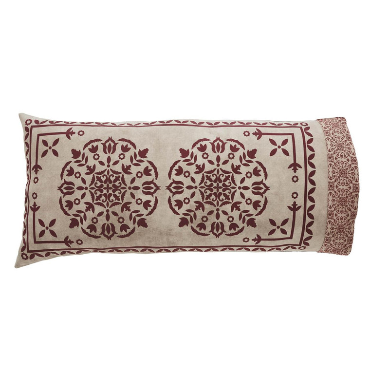 Custom House Burgundy Tan Jacquard Pillowcases - King Set of 2