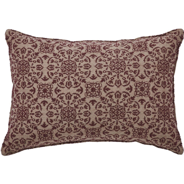 Custom House Burgundy Tan Jacquard Pillow - 9.5x14