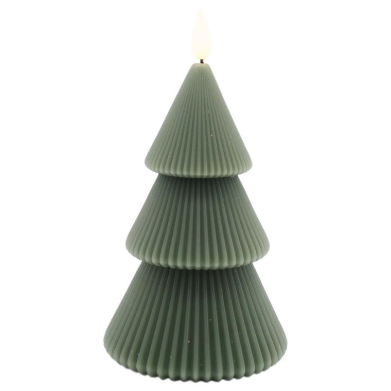 Dark Green Tiered Tree LED Candle - Large 3.8x6.25