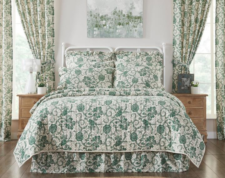 Dorset Green Floral Bedding Collection