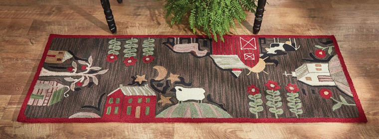 Farm Life Hooked Rug Runner - 2'x6'