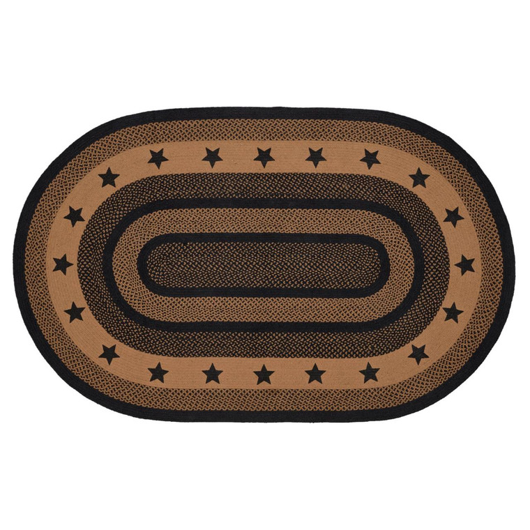 Farmhouse Jute Rug - Oval Stencil Stars 60x96