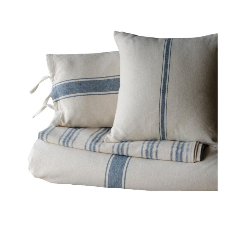 Grain Sack Stripe Colonial Blue Pillow Cover - 18x18