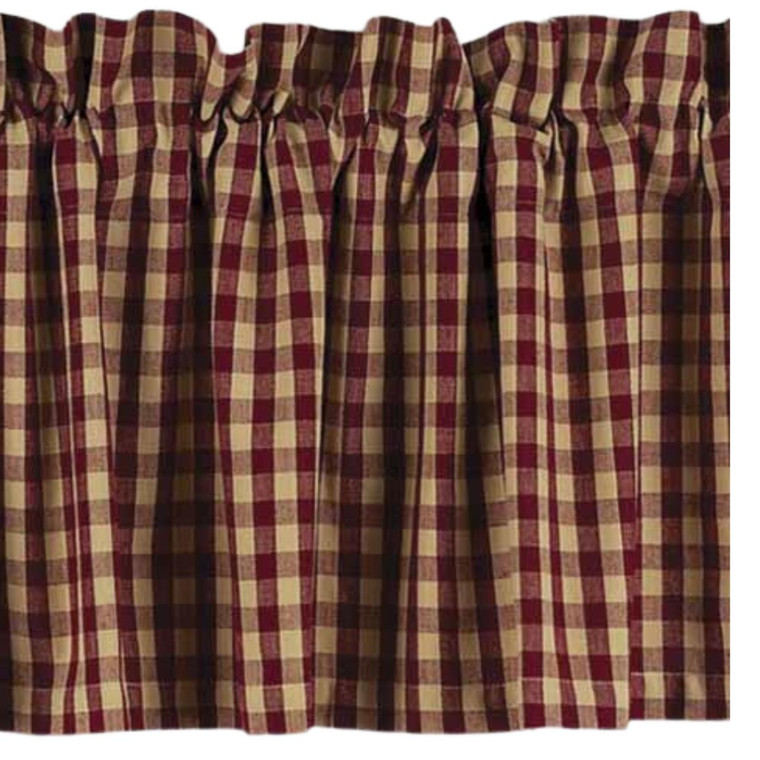 Heritage House Check Red Valance - 72x15.5