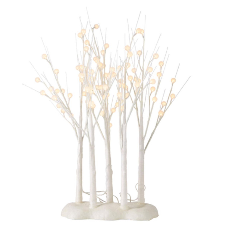 Lighted Glittered White Grove on Rounded Base