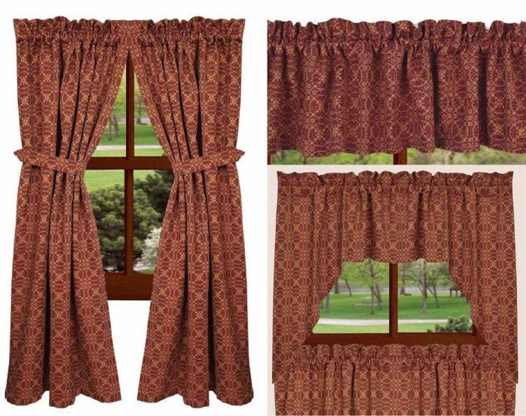Marshfield Jacquard Barn Red Curtain Collection