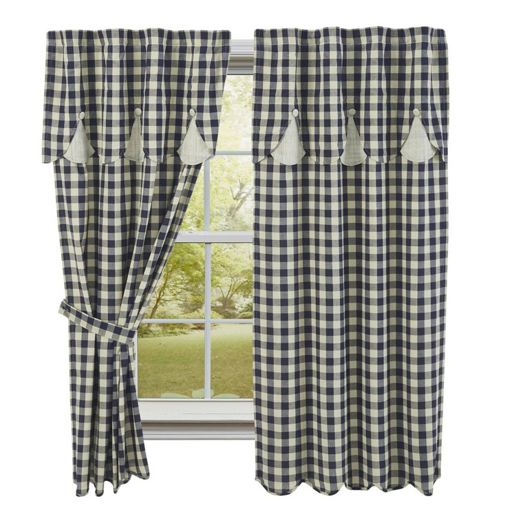 My Country Panel With Lined Layered Valance - Set of 2 72x63