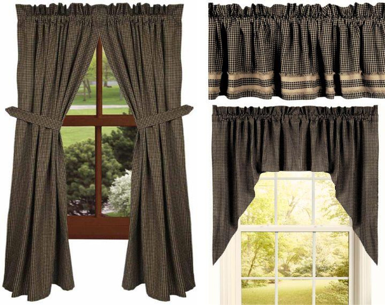 Newbury Gingham Black Curtain Collection