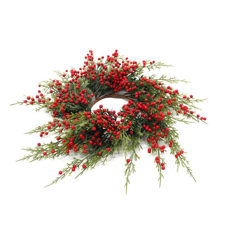 Red Berry / Cedar Candle Ring - 4.5"