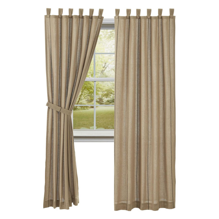 Stitched Burlap Natural Panels - Set of 2 80x84