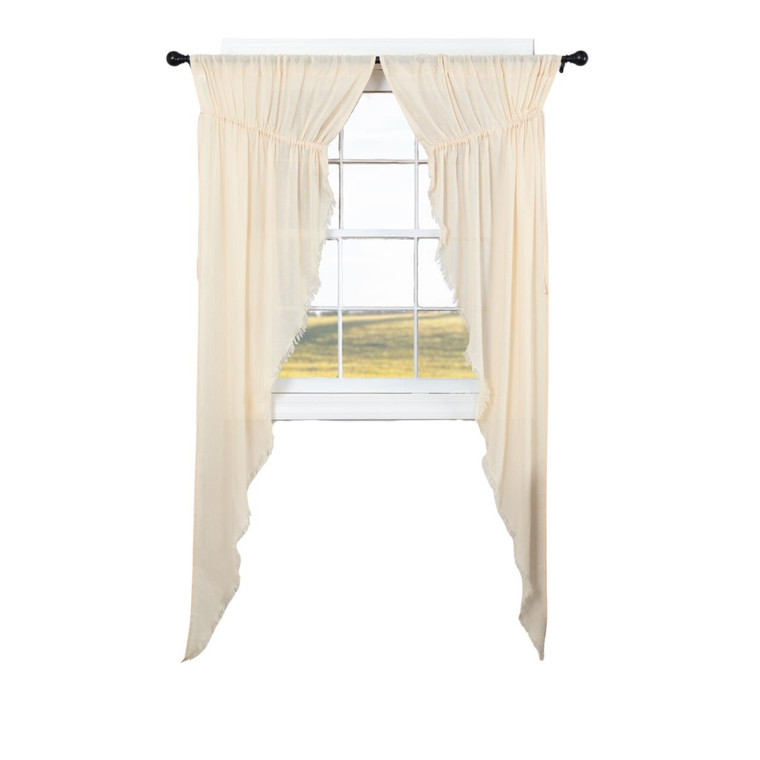 Tobacco Cloth Natural Prairie Gathered Curtains - 72x84