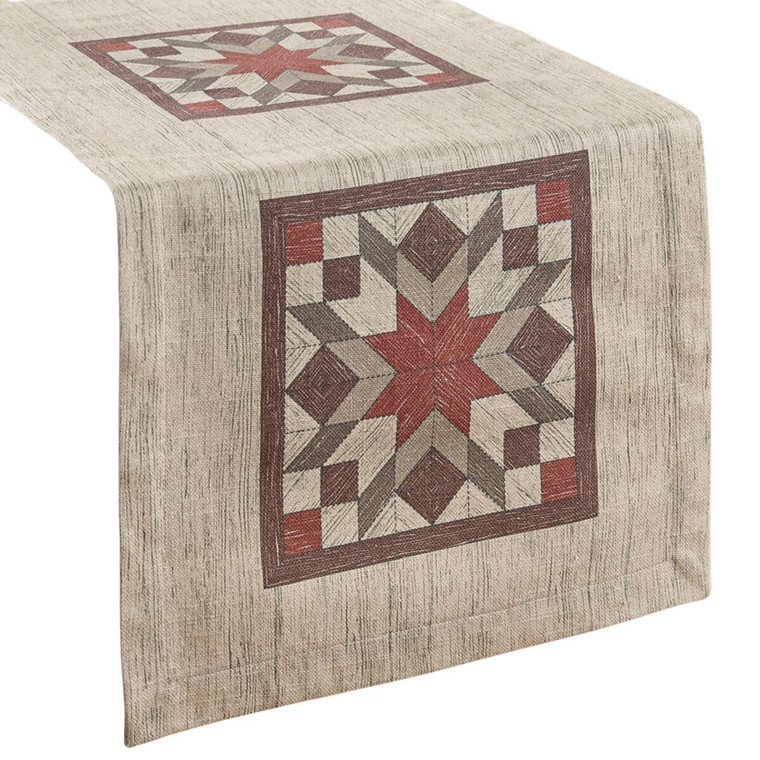 Weathered Barnboard Print Table Runner - 13x36