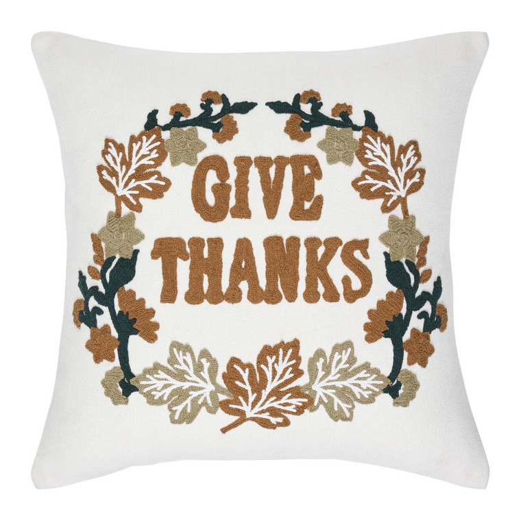 Wheat Plaid Give Thanks Pillow - 18x18