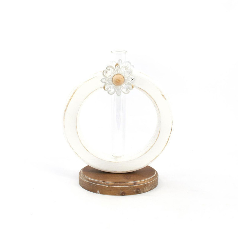 Wood Stem Vase With Daisy - Round 8x10